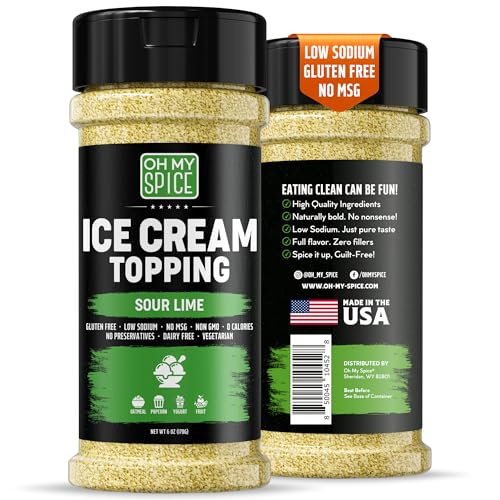Ice Cream Topping Sour Lime Mix - Gluten Free &amp; Low Sodium Lime Powder with Citric Acid &amp; Powdered Limes Juice Concentrate - Keto Popcorn Seasoning Dried Limes for a Fruit Cup or Margarita Salt. 6oz