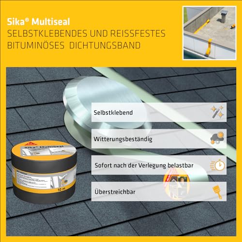 Sika – Dichtungsband – Sika MultiSeal Grau-Grün – für den Außenbereich – selbstklebend und wasserdicht – überstreichbar – 10 m x 100 mm