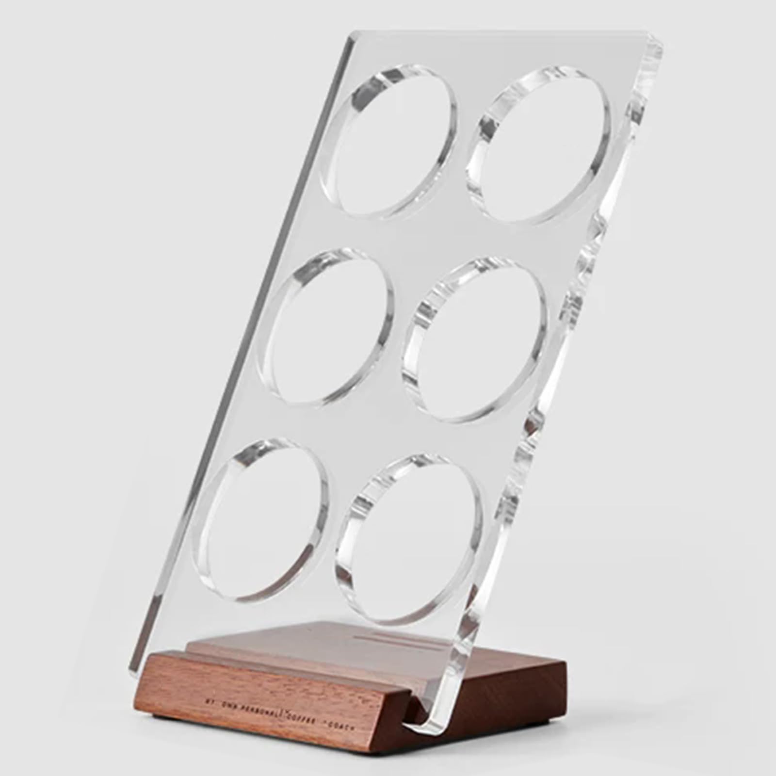 Espressosiebhalter Aus Acryl, 6-loch-siebträgerhalterung Mit Holzsockel, Aufbewahrung Für Siebkorb Für Kaffeemaschine (58 Mm)