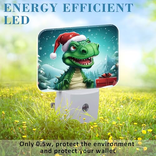 Image of Chrismas Night Light for Kids Girls Boys, Cute Christmas Dinosaur LED Night Light Plug into Wall with Dusk to Dawn Sensor for Room, Hallway, Kitchen, Bathroom, Stairs Decor