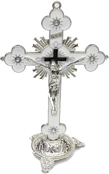 Cross Jesus Christ Statue Cross God Religious Item Catholic Religious Figurine Statue Carrying Jesus 14*8.5cm White