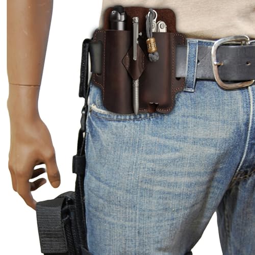 WUYUNTAI Bolsa de ferramentas de couro, coldre de faca para homens, organizador de bolso de couro ED