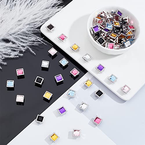 Wadorn 105Pcs Crystal Claw Beads Nailhead, 7 Colors 9Mm Square Rhinestone Nailhead Studs Punk Diamond Spikes Decorative Rivets Leathercraft Rivet For Diy Shoes Belts Jeans Jewelry Bag Decorations #TOP4