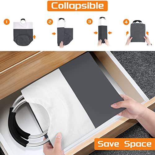 Image of BlissTotes 115L Laundry Basket, Freestanding Collapsible Hamper, Gray | Collapsible Dirty Clothes Hamper, Foldable Laundry Bag for Dorm, Waterproof Fabric, Padded Aluminum Handles