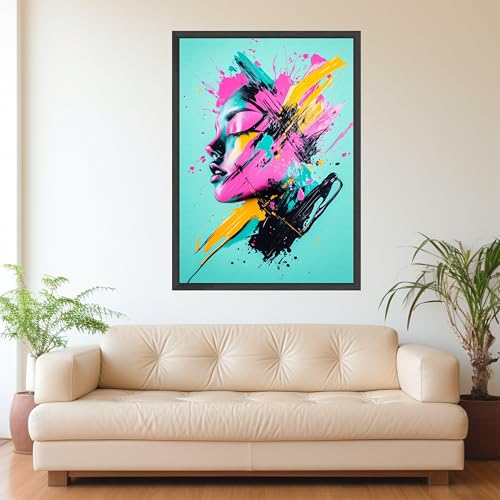 Tableau mural horizontal de portrait abstrait et grand format de femme - 3