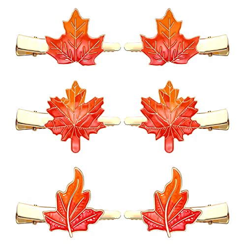 Hzeyn 6 Pack Thanksgiving Hair Clip Fall Maple Leaf Hair Barrette Hair Accessories For Women Maple Leaf #TOP18