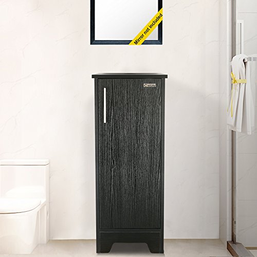 U-Eway 13 Inch Black Bathroom Vanity And Sink Combo & Ceramic Vessel Sink & 1.5 Gpm Water Save Faucet & Solid Brass Pop Up Drain,Single Small Bathroom (B08 Vanity) #TOP1