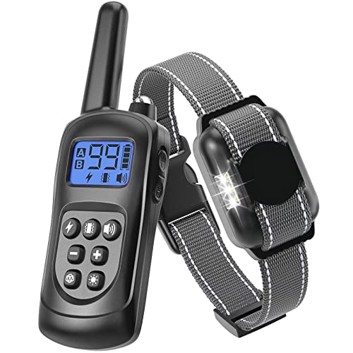 Collier Dressage Chien avec Télécommande,Portée De 2000ft,3 Modes Son/Vibration/Choc（0-99 Rechargeable, Imperméable, pour Les Chiens De Petite, Moyenne Et Grande Taille. Noir