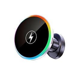 Universal Wireless Car Mount Charger, 15W Magnetic Wireless Car Charger with Led Light, Efficient Heat Dissipation Phone Holder Mount for Air Vent Fits Most Magnetic Charging Phones (Silver)
