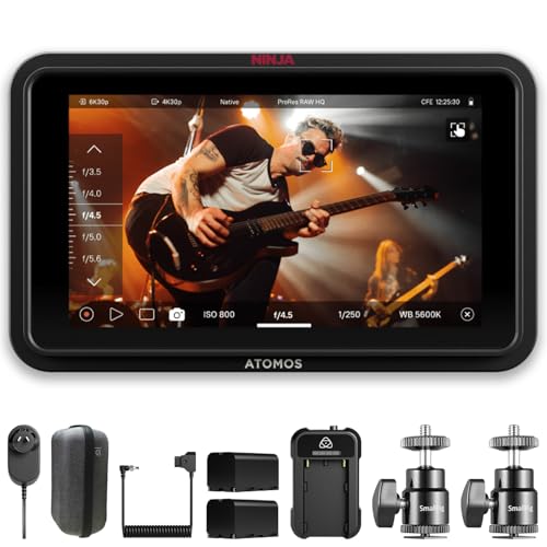 Image of Atomos Ninja RAW Monitor /Recorder with Camera Control for HDMI & Mirrorless Cameras - 5 inch HDR Resolution with Universal Power Kit and Aluminum Alloy 1 /4 inch Camera Hot Shoe Mount (2 Pack), Bundle Kit