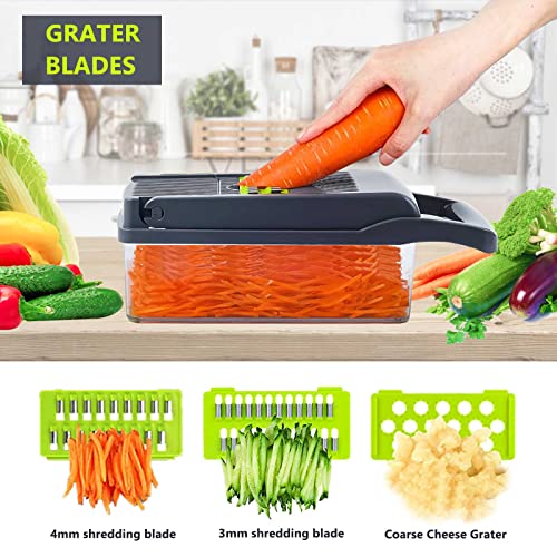 Yayayoung Vegetable Chopper,Multifunctional 16 In 1 Food Chopper,Veggie Chopper With Container,Pro Onion Chopper,Potato Slicer,Kitchen Cutter Slicer Dice(Grey) #TOP2