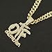 POKOKORR Hip Hop Diamond OTF Letter Pendant Necklace, Cuban Chain, Zinc Alloy, 20 inches (Gold)