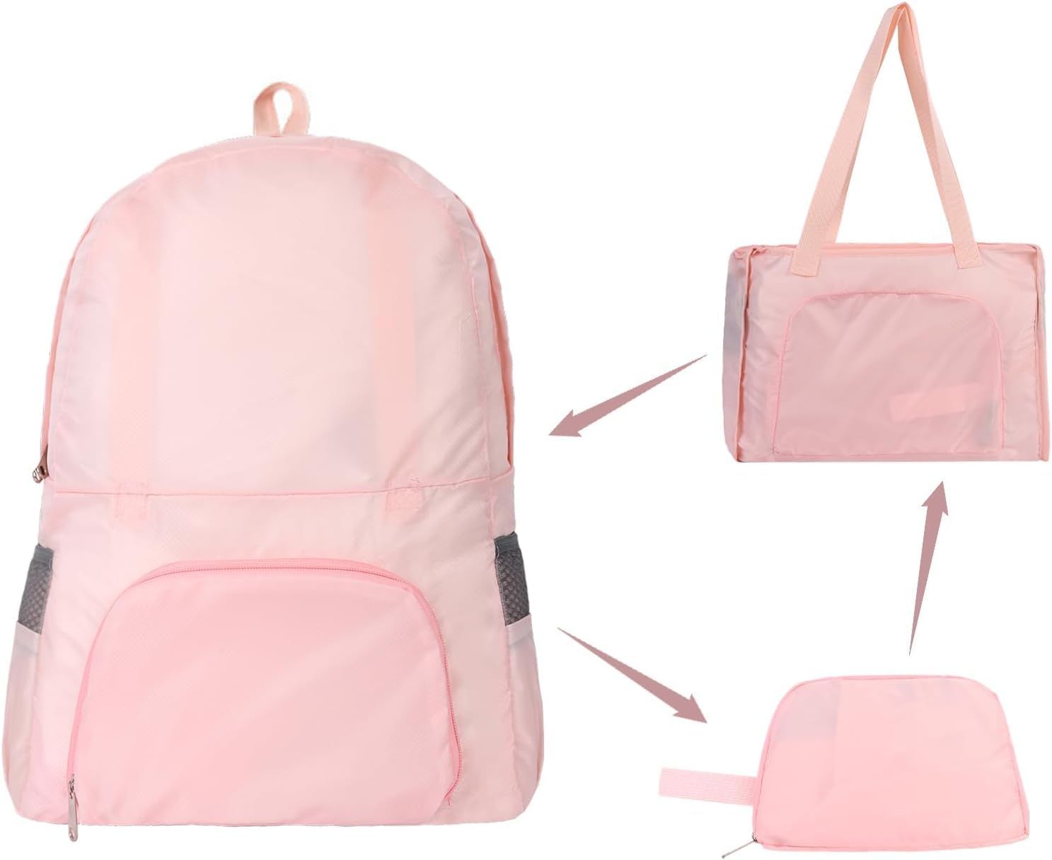 – Foldable Backpack 35L, Waterproof Lightweight Hiking Backpack, Compact Travel Rucksack for Outdoor Camping, Beach, Cycling & Day Trips (Hand & Shoulder Carry) (Pink)