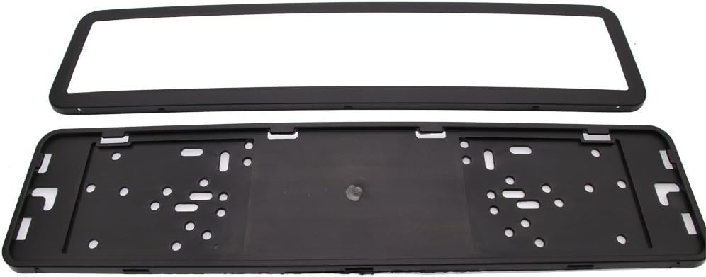 European 53 x 13 cm Stainless Steel Car License Plate Frame Holder With Four Screws Vehicle Car Styling (Black)