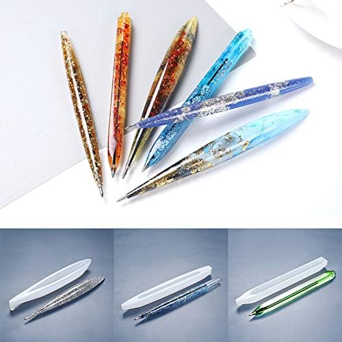 Miniatura 4 de 3 unids set forma de pluma resina moldes cilindro en forma de bolígrafo de silicona moldes de resina epoxi molde de fundición para bricolaje pluma
