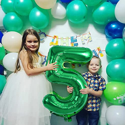 Image of TONIFUL 40 Inch Dark Green Large Numbers Balloon 0-9 Birthday Party Decorations,Foil Mylar Big Number 5 Balloon Digital 5 for Birthday Party,Wedding, Bridal Shower Engagement Photo Shoot, Anniversary