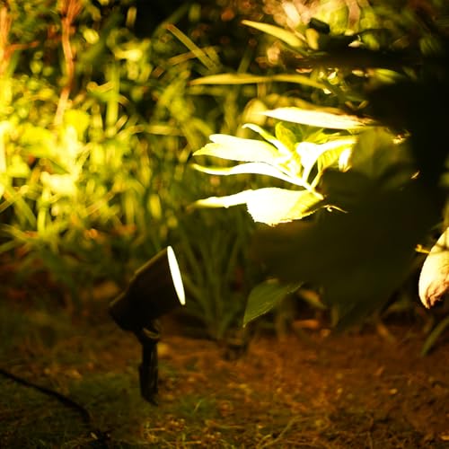Malibu Low Voltage Landscape Spotlights 20W Halogen Spot Lights 12V AC Outdoor Black Landscape Lighting Kit with Spike Stakes and Connectors 145 Lumen 2800K Warm White for Garden, Lawn, Walkway