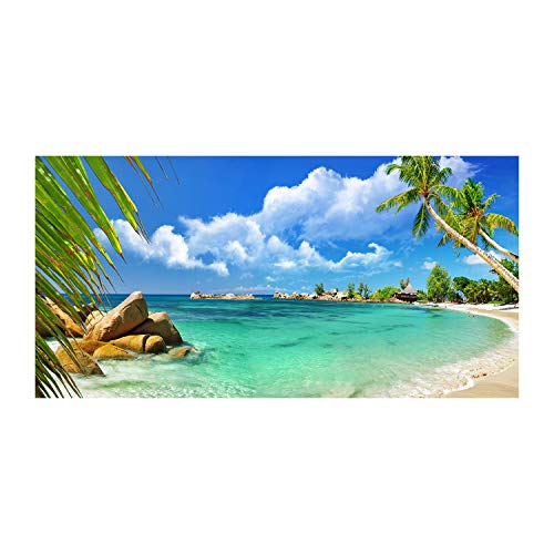 Splashback guard cuisine 120x60 verre trempé anti-éclaboussures bleu paysage plage