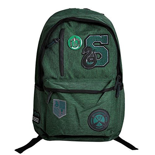 Preisvergleich Produktbild NJ SCREENPRINTS Harry Potter Rucksack mit Slytherin Wappen 46x31x14cm grün