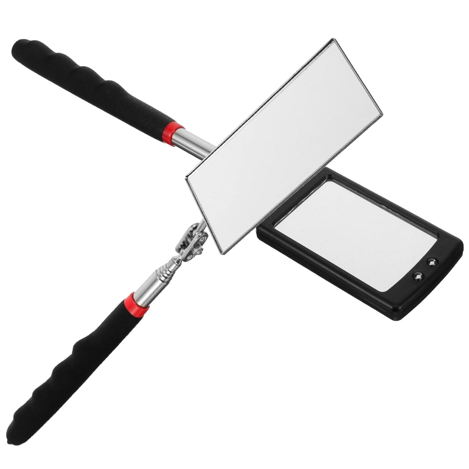 OSALADI 2pcs Telescoping Inspection Mirror Led Light Flexible Square Mirror Tool for Vehicle Chassis Inspection Portable Design for Easy Viewing and for Mechanics and Car Enthusiasts