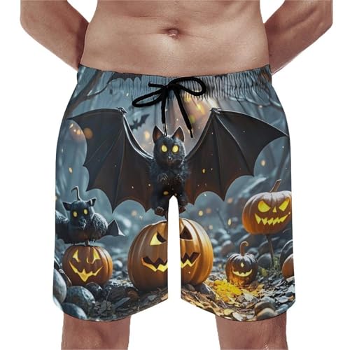 Men's Swim Trunks Quick Dry Board Shorts with Pockets Beach Shorts Halloween Bat Bathing Suits for Men