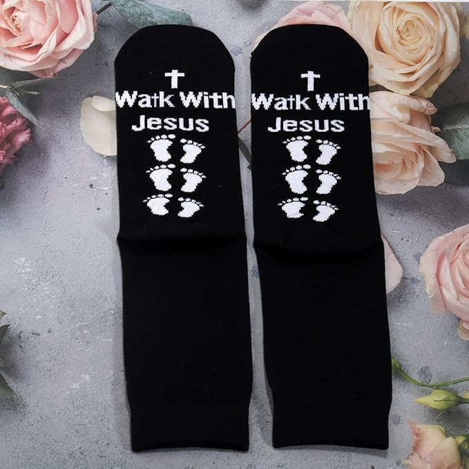 G2TUP Christian Socks Religion Christ Crew Socks Christianity Faith Gift Christ Religious Sock (Wa With sock)