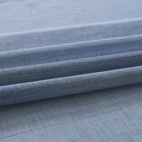 Pitalk Dusty Blue Curtains 84 Inch Length For Living Room Decor 2 Panels Grommet Linen Look Translucent Country Blue Semi Sheer Curtains For Bedroom Dining Bay Window Accents 52X84 Long Grey Gray Blue #TOP7