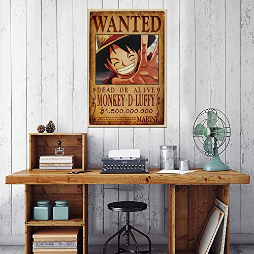 Anime Poster, One Piece Wanted Poster,One Piece Poster Vintage Muurschildering Poster Deco Muur - Verzending Opgerold in… - Afbeelding 3