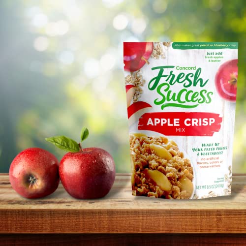 Wyked Yummy Apple Crisp Mix Bundle With (2) 8.5 Ounce (241G) Concord Foods Fresh Success Apple Crisp Sugar & Cinnamon Mix And (1) All In One Plastic Multi-Use Measuring Spoon Makes Great Peach And Blueberry Crisp #TOP5