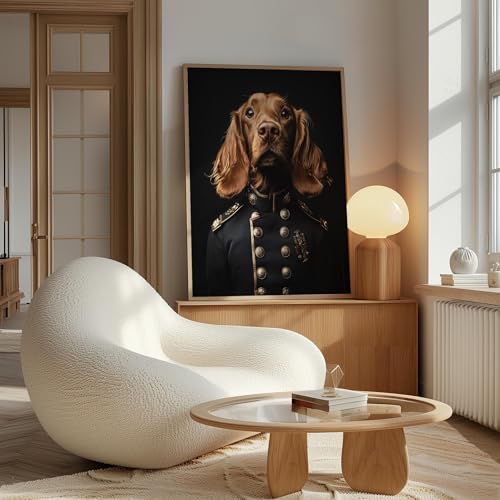 Image of aj decor Irish Setter General Wall Art Print Poster, Dog Pet Lover Picture Painting Artwork Bedroom Living Room Office Dining Room 151D (Irish Setter General, 11 inch W x 14 inch L, Wood Frame)