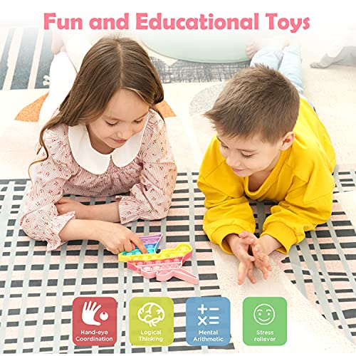 Hiunicorn Rainbow Fidget Toy With Pop Sound, Unicorn Push Bubble Poppers Games Toy Educational School Crafts Gift For Kids, Autism Stress Sensory Toy Reliever(1 Pack Rainbow Unicorn) (Macaron) #TOP1