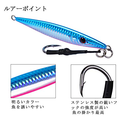 Goture(ゴチュール) メタルジグ セット 80g ロングジグ 投げ釣り用ルアー スロージギング ヒラマサ ブリ 釣り用ルアー 3枚目