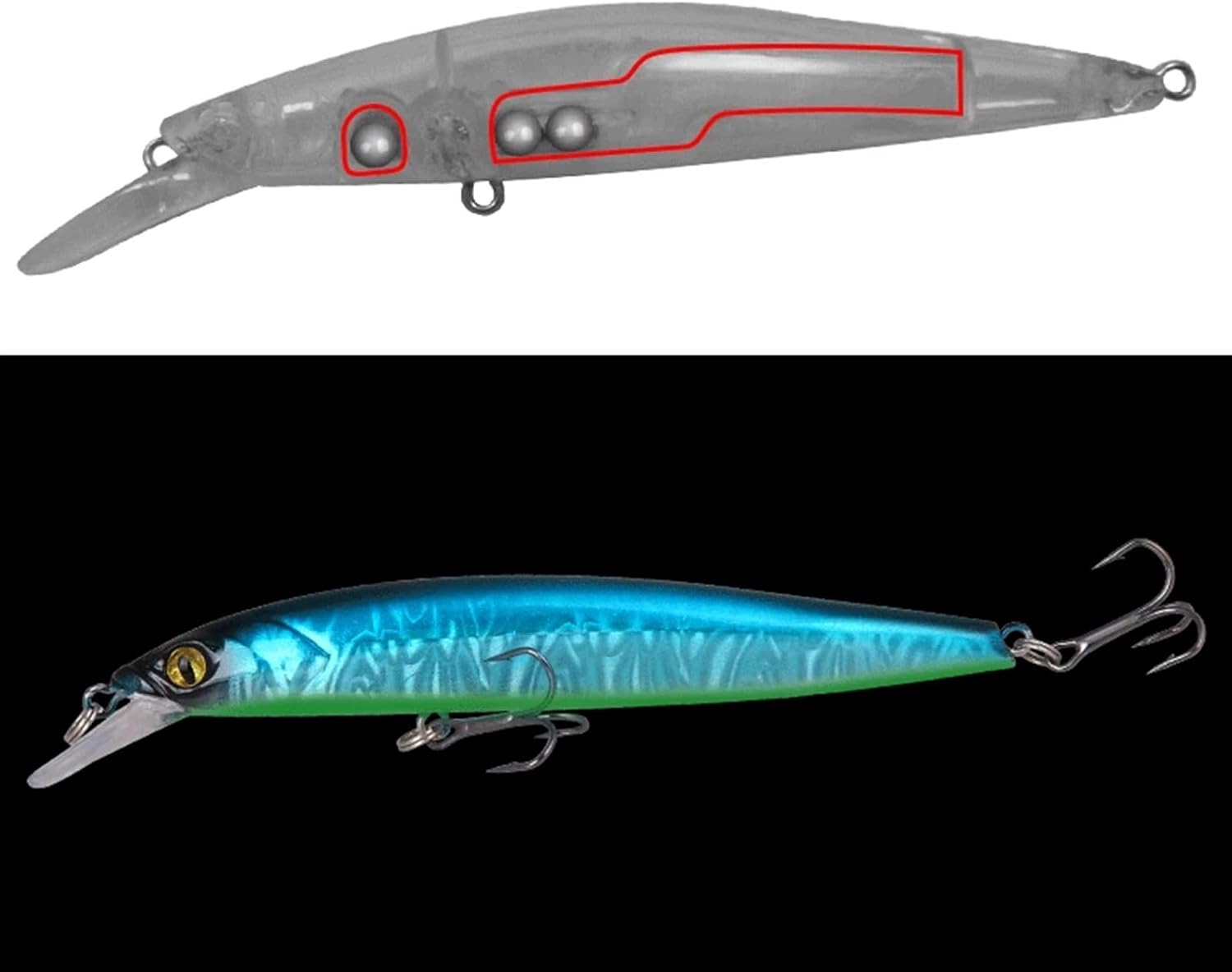 Mino Black Fish Luya Fake Bait Artificial Fishing Wobbler Bait 7g/ 12g Trolling Long Shot Hard Bait Predator Fishing 3D Eye (Size : 6)