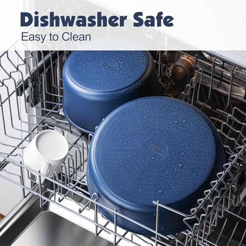 Image of SENSARTE 24 Piece Ceramic Pots and Pans Set, Nonstick Detachable Handle Cookware, Induction Kitchen Cookware Set with Removable Handle, Healthy Non Stick for RV, Dishwasher&Oven Safe, PFOA Free (Navy)