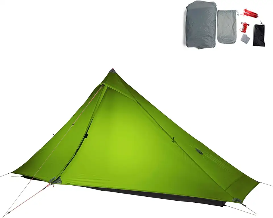 3FULGEAR Lanshan1 Pro Barraca de acampamento ultraleve para 1 pessoa 3/4 temporada profissional 20D Nylon dupla face, barraca de silicone, acampamento, caminhada, caiaque, escalada, caminhada