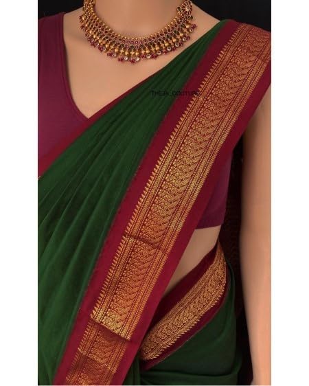 Image of South Cotton Gadwal Saree for Women | Celebrity Inspired Traditional Ethnic Wear | Chettinad & Kalyani Cotton Sarees | Soft Cotton Saree with Blouse Piece