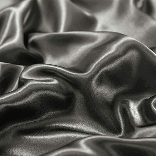 Aimay 3 Piece Satin Duvet Cover Set Bedding Sets Luxury Rich Silk Silky Super Soft Solid Color Reversible Stain-Resistant Wrinkle Free (Queen, D-Grey) #TOP5