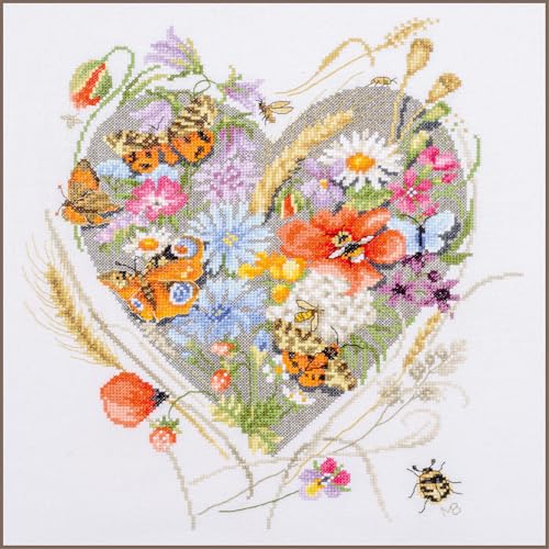 Broderie point de croix Coeur de Fleurs pour personnaliser votre décoration de salon