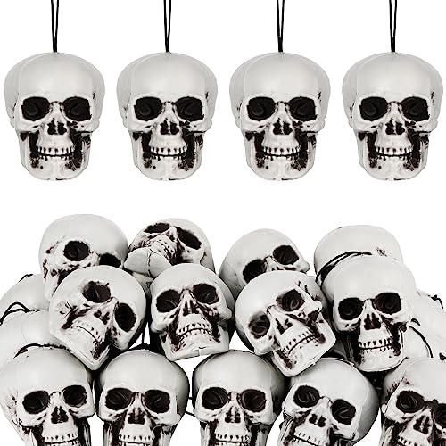 Lenwen 24 Pcs Halloween Skull Hanging Tree Ornament Decor Plastic...