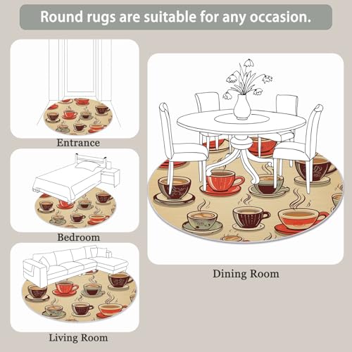Tapis de chambre lavable rétro lignes café 200 cm avec dos antidérapant sécurisé