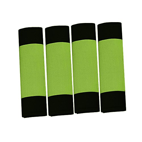 Image of FH Group Universal Fit Modernistic and Seat Belt Pads Combo Set Steering Wheel Cover Fits Most Cars, SUVs Green
