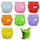 7pcs Reusable Baby Infant Nappy Cloth Diapers Soft Cover Washable One Size Adjustable
