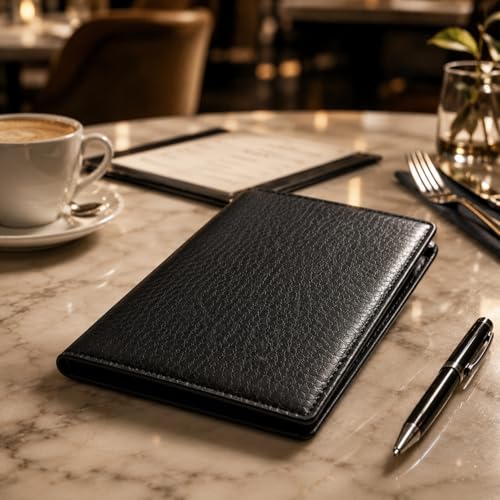 Image of Restaurant Menu Folder - Set of 3 PU Leather Menu Holders with Transparent Sleeves | Durable, Easy-to-Clean Menu Covers for Hotels, Cafes, Bars & Restaurants