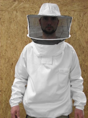 Förster-Fellnest Qualitäts Imkerbekleidung: Imkerblouson, Imkerhemd, Tunika, mit Abnehmbarer Haube in der Größe L (54/56)