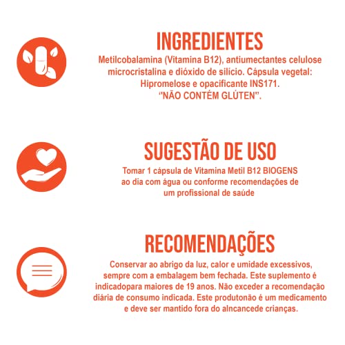 Metil B-12 Vegan Vitamin Metilcobalamina 414%VD, 60 cápsulas, Biogens