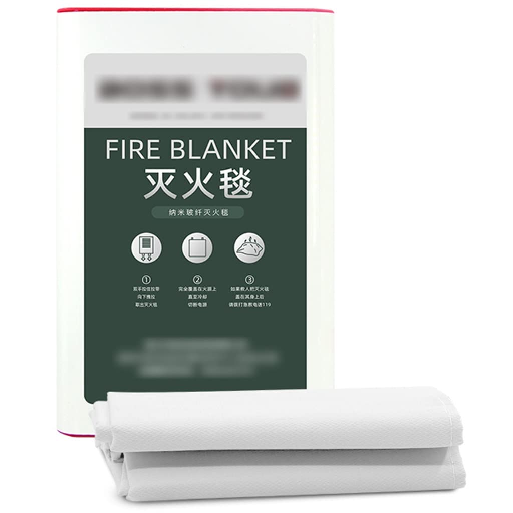 Feuerlöschdecke Neue Wiederverwendbare Feuerfeste Decke, Nano-Glasfaser-Notfalldecken, Hochtemperaturbeständige Survival-Decke, Für Einkaufszentrum Garage (Color : Weiß, Size : 39 * 39inches)