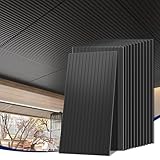 LooYee 24 PCS Black Ceiling Tiles, 2x4 Ft PVC Drop Ceiling Tiles for Interior Decor Waterproof Washable and Fire-Rated Ideal for Living Room Bedroom Office Commercial Spaces Cover 192 Sq.Ft