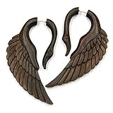 Ohrschmuck, geschnitzt aus dunklem Rosen Holz, individuller Schmuck - 100% Handarbeit