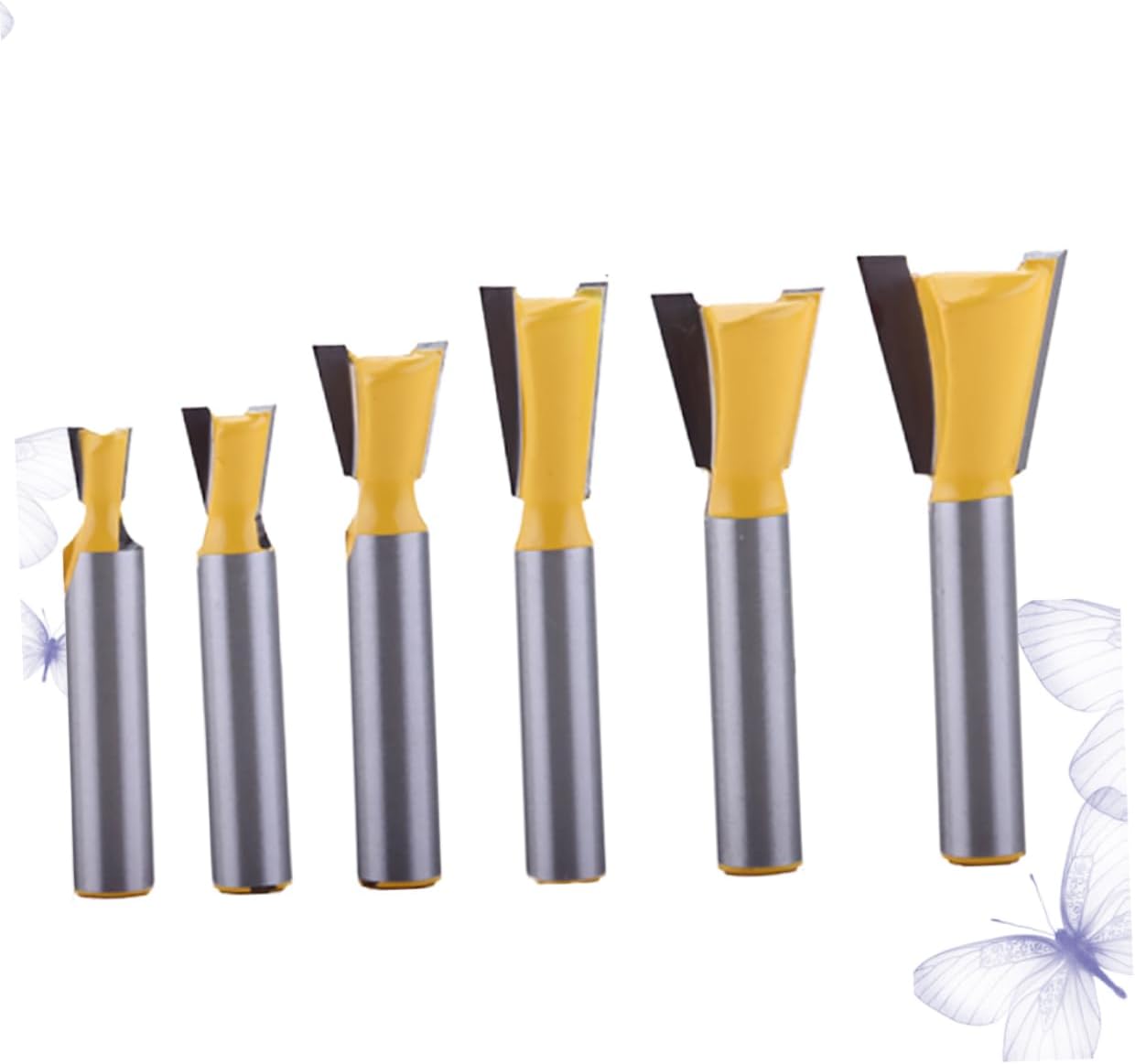 UKCOCO 6pcs Handle Dovetail Router Bits for Woodworking Includes Cutting Heads Durable Milling Cutter for Engraving and Carving Projects