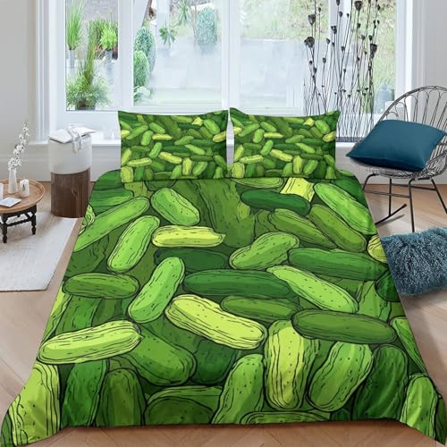 Parure de lit microfibre cornichons housse de couette douce 140x200cm résistante lavable